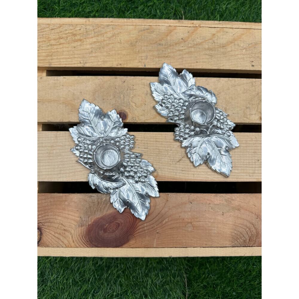 Pair of Vintage Pewter Candle Holders - great condition